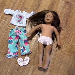American Girl Doll with Brown Hair and Colorful Outfit